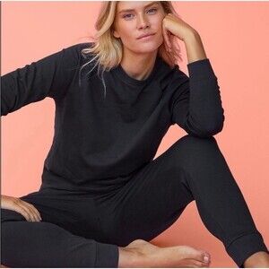 Third Love Black Weekend Terry Sweatshirt Size Medium Cozy Cotton